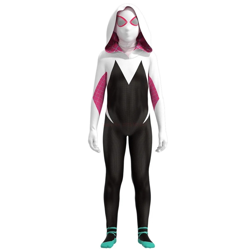 Spider-Gwen Kids Costume – Into the Spider-Verse Girls Halloween Marvel Costume - Picture 6 of 11